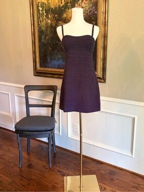Abercrombie & Fitch Navy Tweed Mini Dress with Adjustable Straps Sz XS NWOT